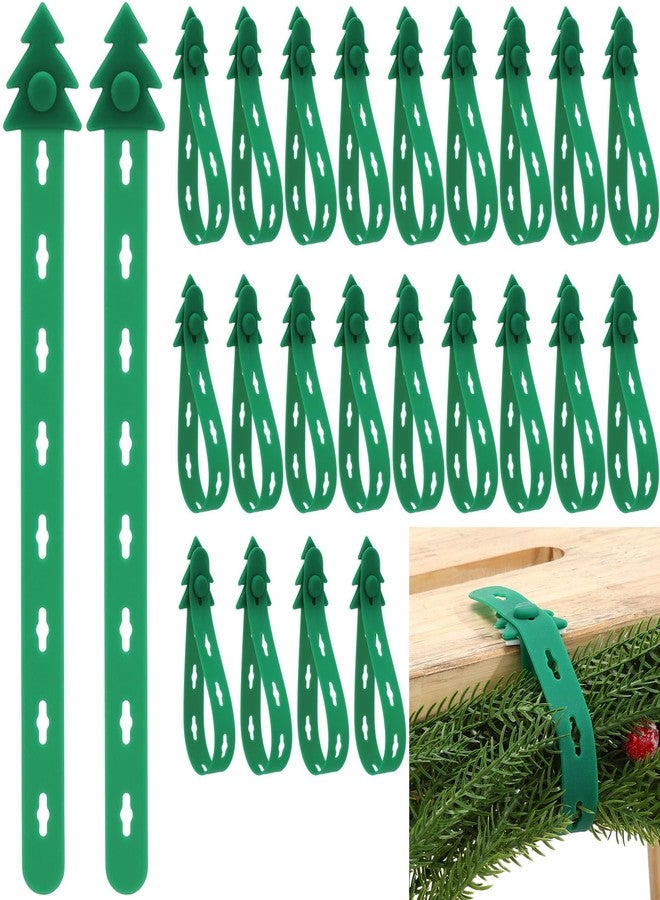 Memorywuu 24 Pcs Christmas Garland Hangers for Mantle Garland Hooks Reusable Silicone Christmas Wreath Ties Stocking Holder Adhesive Straps for Fireplace Stairways Xmas Decor Holiday Craft (Dark Green) - Image 1